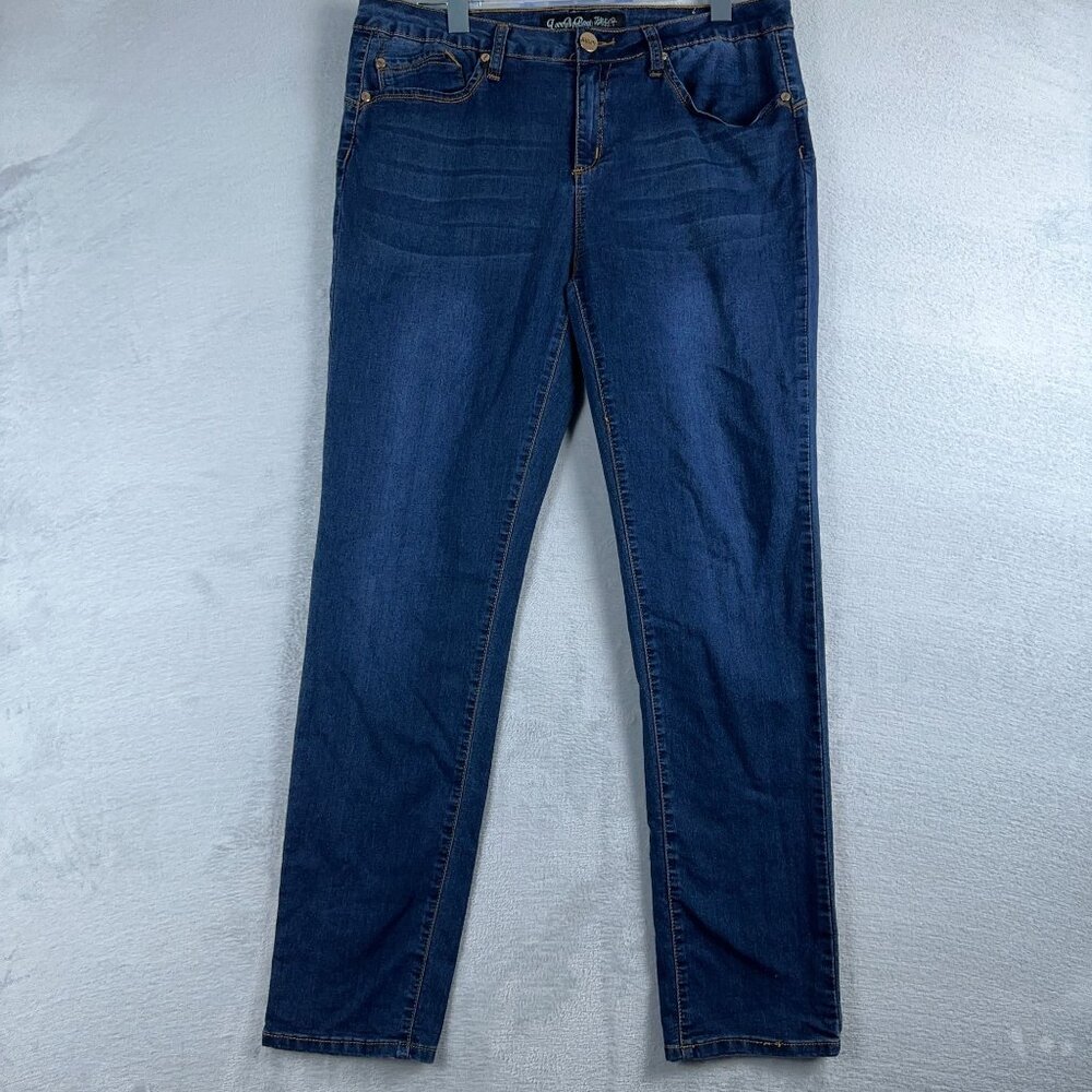 Thread Market Love My Booty Jeans Skinny Mid Rise Dark Wash Blue Womens Size 17